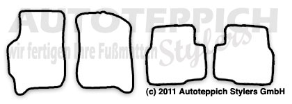 Das Schnittmuster für Fussmatten Kia Carens 2.Gen._2002-2006