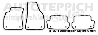 Das Schnittmuster fuer Fussmatten Audi_A4_8H_B6+B7_Cabrio_Halter_F