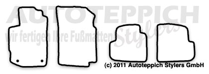 Das Schnittmuster für Fussmatten Peugeot 406 Coupe Halter FS 97-05