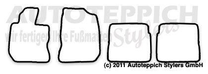 Das Schnittmuster für Fussmatten Chrysler PT Cruiser_2000-2010